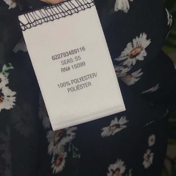 NWT Bongo Juniors Medium Sheer Black Yellow Daisy Button Up Cute Blouse - Picture 5 of 5